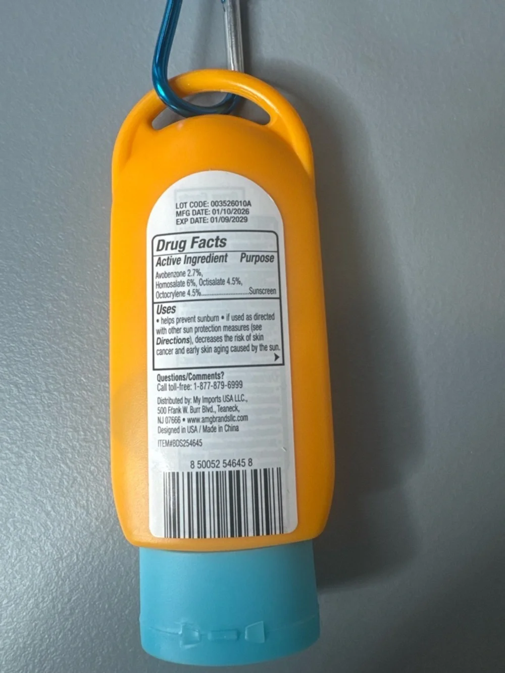 BDS SPF 30 Kids Sunscreen Lotion Sun Protection gentle travel clip-on carabiner